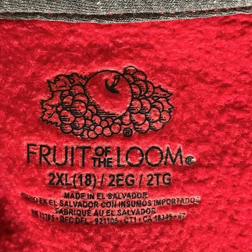 Youth, Fruit of the Loom, Red and Gray, Zip-Up Vest. Size 2XL (18)